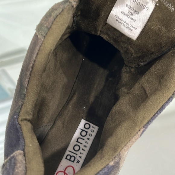 Blondo Glenda Waterproof Sneaker Bootie Shoes Camo Green Leather Vamp Zipper 11 - Picture 8 of 15